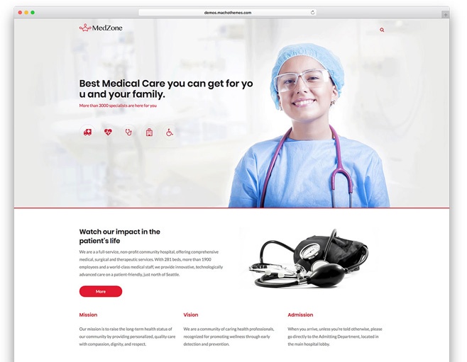 9 MedZone - WordPress medical theme