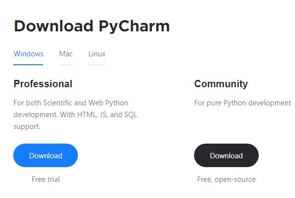 Download Pycharm IDE